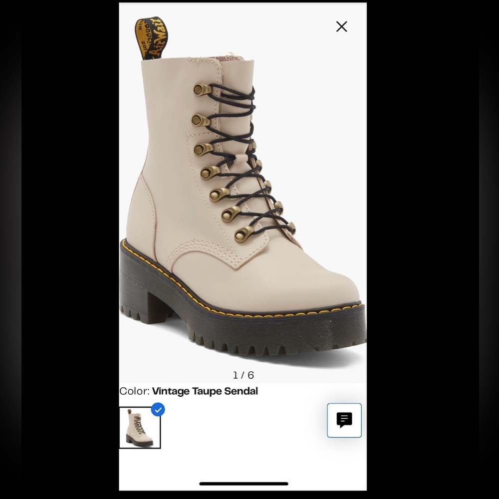 Dr. Martens Cream Combat Moto Boots with Chunky Sole